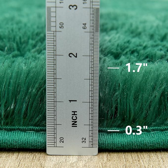 Fluffy Rug Stain Resistant 4x6 Feet, Dark Green Area Rug for Bedroom, Super Soft Shaggy Rugs Room Carpet Floor Rug