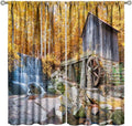 Autumn Waterfall Blackout Curtains, Landscape Fall Waterfall Outdoor Nature Art Window Drapes, for Bedroom Living Room 63" W X 63" L
