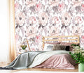 XMPMBM-Pink Flower backsplash Large Decorative Wallpaper Peony Floral Bedroom Bathroom Wall Mural- W 132" X H 92"（93 Square Foot）