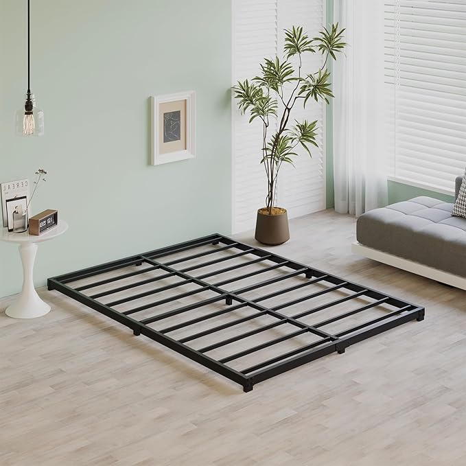 3 Inch Low Full Size Bed Frame Heavy Duty Metal Platform, No Box Spring Needed, Easy Assembly Mattress Foundation, No Noise, Black