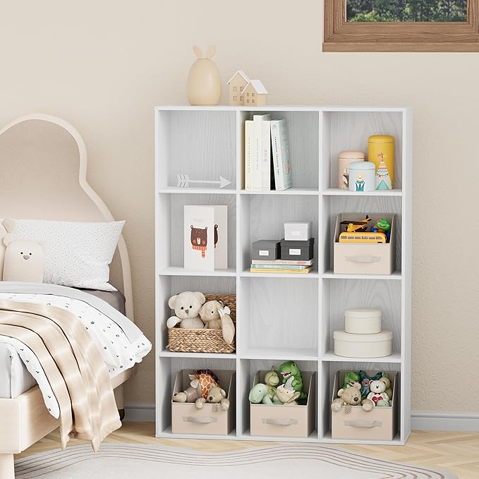 5 Cube Storage Organizer, Wooden Cube Shelves with Closed Back Panel, Reversible Bookcase, Cubes Closet Organizer for Home, Living Room, Kids Room, Office, Bedroom, Study, Hallway