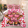 kxry Cute Cattle Comforter Set Queen Size Cartoon Calf Animal Bedding Sets for Girls Teens Kids Funny Animal Soft Microfiber Lightweight Comforter Set with 1 Comforter + 2 Pillow Cases