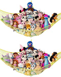 Lilly's Love Stuffed Animal Hammock | Corner Hanging Organizer, Toy Storage, Stuffed Animal Storage Net | Made from Quality Fishing Net, Holds 12lbs | 67"x47"x47" (Yellow, 2 Pack)