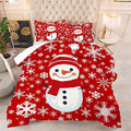 Christmas Comforter Set King: Christmas Snowman Red Bedding Sets King Size for Teen Girls Women Bedroom Xmas Snowflakes Quilt Winter Snow 3 Piece Bed Set 1 Comforter & 2 Pillowcases