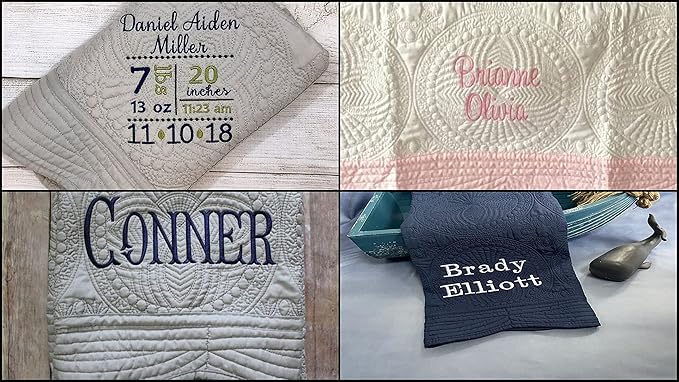 Personalized Baby Blanket Baby Quilt Monogrammed Blankets for Boys and Girls Embroidered Baby Gifts Birthdate