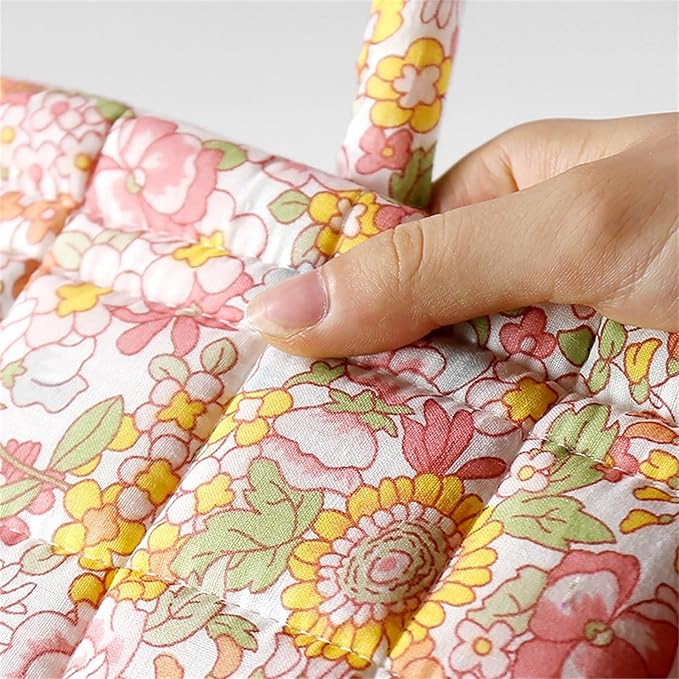Boho Fabric Storage Basket, Collapsible Floral Laundry Nursery Hamper, Portable Folding Organizer Bin for Home Office Picnic Clothes Toys Books Sundries Storage (Floral 16)