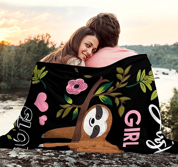 Sloth Blanket Ultra Soft Cozy Flannel Sloth Throw Blanket for Women Girls Adults Gifts 50"x40"