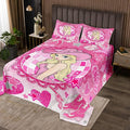 Western Cowgirl Princess Bedspread Twin Size,Cactus Cowgirl Boot Cap Bowknot Coverlet Set,Girls Women Room Decor,Star Love Heart Glitter Romantic Quilted Coverlet,Pink Bedding Quilt,1 Pillowcase