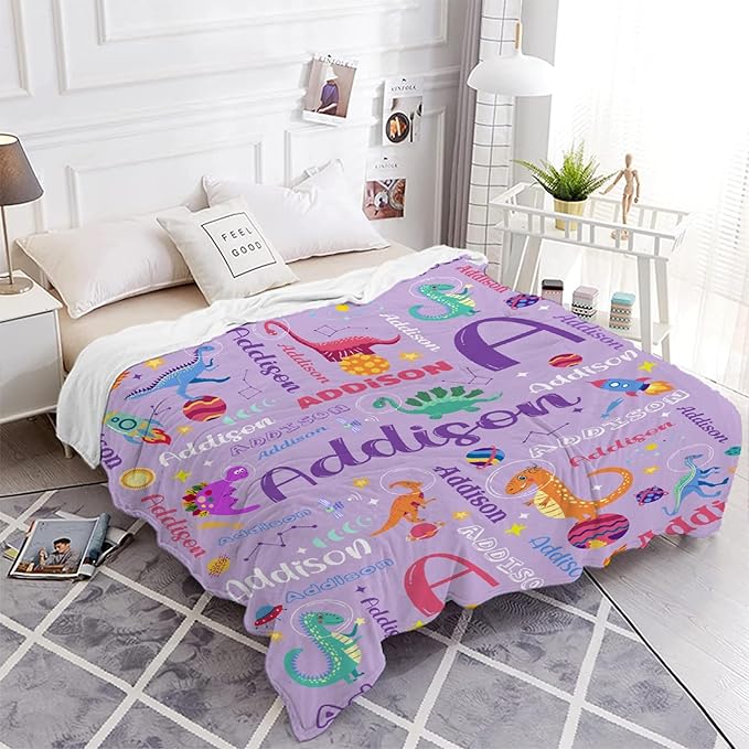 Custom Dinosaur Astronaut Blanket Gifts for Girls Boys Women - Super Soft Cozy Warm Throw Sheet for Couch Bed Sofa Office Decor All Season 60"x80" for Adult