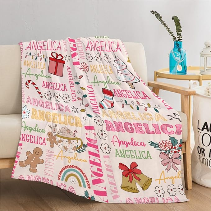 Custom Christmas Blanket | Personalized Holiday Blanket for Boys Girls | Plush Cozy Custom Name Blanket | Christmas Decor Personalized Gifts Name Blanket | 90"x120"-Familys/King Size