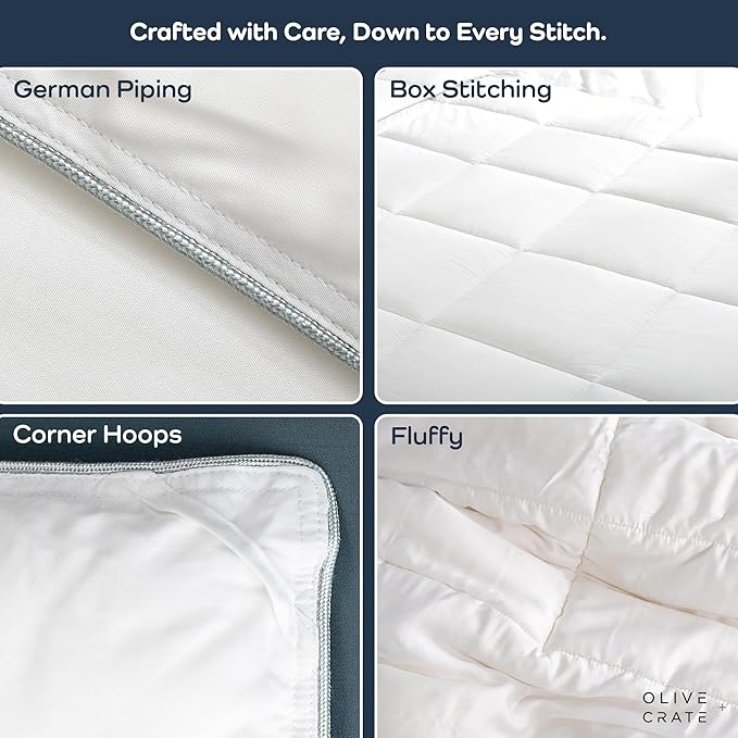 Olive + Crate 100% Viscose Derived from Bamboo Comforter - Queen Size - Hypoallergenic, Cooling & Moisture-Wicking Bedding - All Season Lightweight Plush Design - Organic Queen Comforter - 80"x 90"