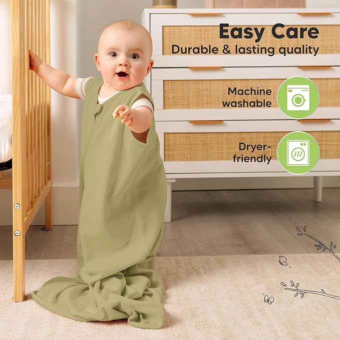 2-Pack Baby Sleep Sacks, Zipper Wearable Blanket - 0.5TOG Organic Cotton, Lightweight, Soft Cozy Toddler Sleeping Sack 6-12 months, Easy to Wear Large Newborn Transition Swaddles Sleepsacks (Avocado)
