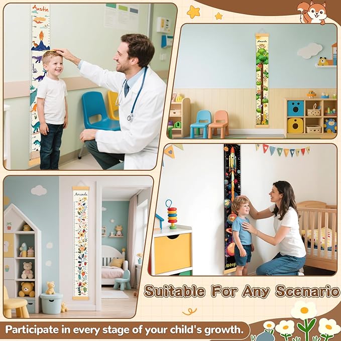 Kids Growth Chart Height Measuring Chart, Christmas Deer Child Height Measurement, Height Measurement for Children Boys Girls, Baby Room Nursery Wall Decor