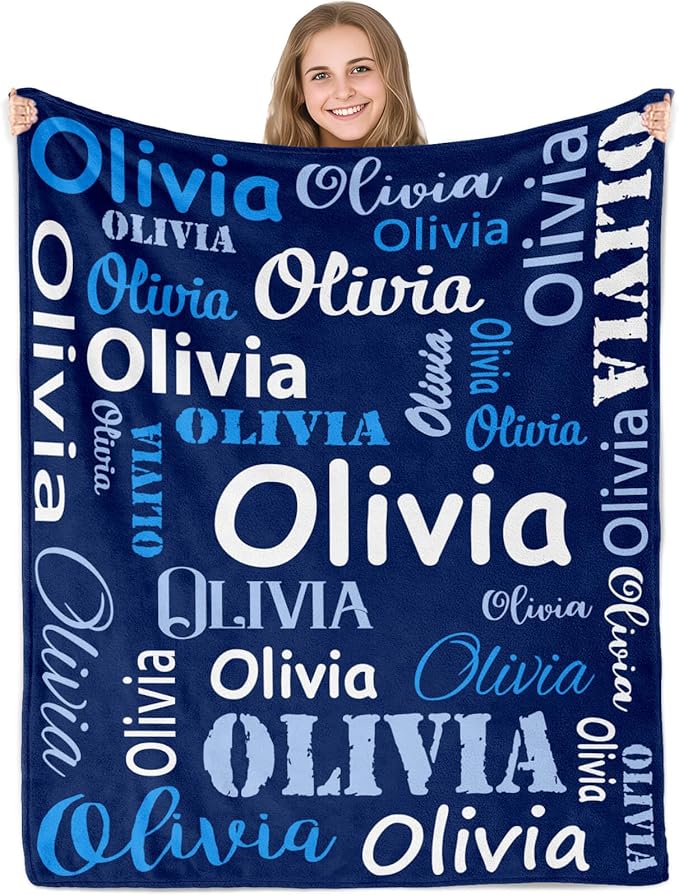 Gudina Personalized Baby Blankets and Throws, Custom Blanket with Name, Personalized Christmas Blanket Gifts for Women Men
