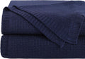 NTBAY Cable Knit Cooling Bed Blanket, Soft and Breathable Oversized Twin Bed Blanket 60x80 Inches Made from Rayon Derived from Bamboo for Bedroom, Travel, Navy Blue