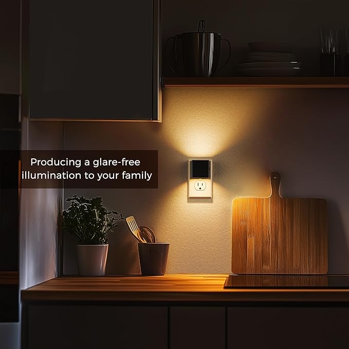 L LOHAS LED Night Light,[2-Pack] Night Lights Plug into Wall with Dusk to Dawn Sensor,Brightness Adjustable,3000K Soft White,Plug in Nightlight for Adults Bathroom Hallway Kitchen