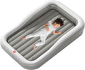 QPAU Inflatable Toddler Travel Bed with 3-Sided Safety Bumpers, Extra Large Kids Air Mattress, Includes Detachable Mattress, Portable for Camping, Travel, Home Use (Grey)