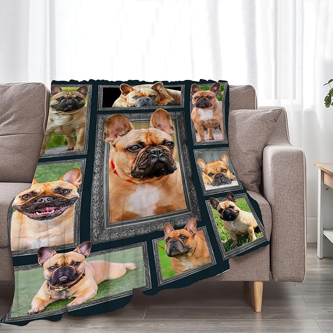 French Bulldog Gifts & Decor: Cute Dog Throw Blanket - Soft, Warm, Cozy Fleece for Couch, Sofa, Bed - 60"x50"