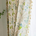 ENJOYBRIDAL Leaf Curtains 84 Inch Length 2 Panels Tassel Boho Semi Sheer Drapes Bedroom Living Room Farmhouse Floral Rustic Country Rod Pocket Cotton Linen Blend Window Curtain Panel