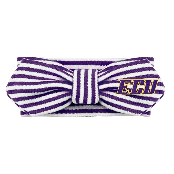 Creative Knitwear East Carolina Pirates Infant Girls Purple/White Striped Hair Knot Headband Embroidered Logo - Size Newborn - 4T