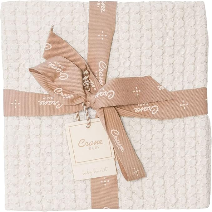 Crane Baby Birch Waffle Knit Blanket, Soft Cotton Nursery and Stroller Blanket, 100% Cotton, 36" x 36"