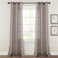 Lush Decor Farmhouse Textured Grommet Sheer Window Curtain Panel Pair, 38"W x 95"L, Brown