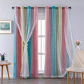 XiDi Curtains for Girls Bedroom, Girls Room Decro Blackout Curtains for Kids Room, Colorful Rainbow Curtains, Unicorn Wall Decor Ombre Curtains, Princess Curtains 72 Inches Long Pink/Blue