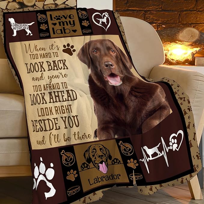 Labrador Blanket for Girls Boys Chocolate Retriever Throw Blankets Soft Cozy Warm Fuzzy Fleece Bedding Flannel Dog Throws Stuffed Animal Gifts for Labrador Lovers Kids Men Women Bedroom Decor 80"x60"