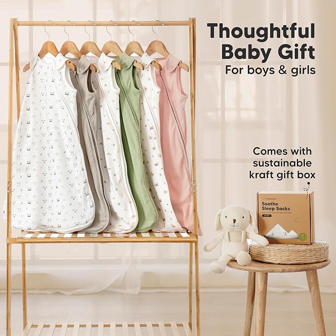 2-Pack Organic Baby Sleep Sacks, 100% Cotton - Soft & Breathable 0.5TOG Baby Wearable Blanket, Toddler Sleeping Sack 6-18 months, Easy to Wear Transitional Swaddles for Newborns,Infants(Mist Rose, M)