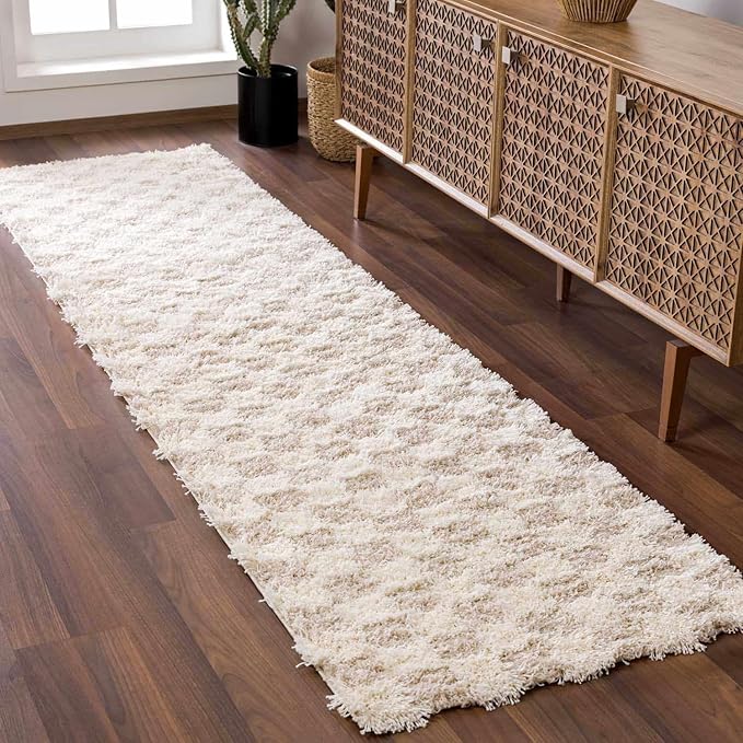Hauteloom Atira Living Room, Bedroom Area Rug - Contemporary - Plush Pile - Cream, Light Beige, Light Brown - 6'7" Square