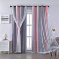 XiDi Girls Curtains for Bedroom 90 Inches Long 2 Panels Pink and Grey Rainbow Blackout Curtains for Little Girl Kids Room Decor Living Room, Princess Unicorn Wall Decals Drapes 52x90