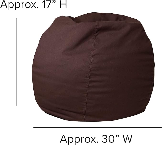 EMMA + OLIVER Small Solid Brown Bean Bag Chair for Kids and Teens