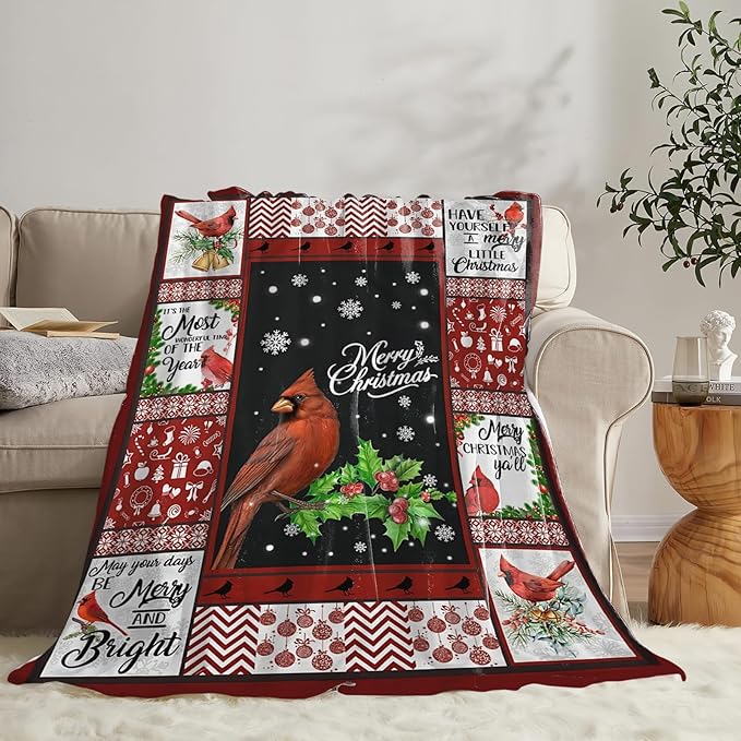Tijuboni Cardinal Bird Throw Blanket for Girls Boys Women Men Kids Adults Soft Flannel Fleece Blanket for Couch Sofa Bed Home Decor 50"x60"