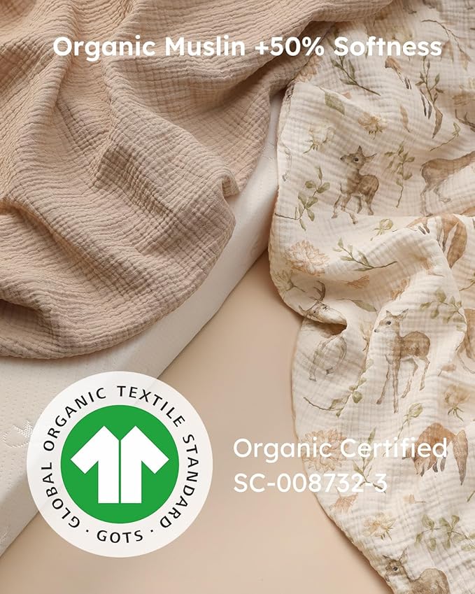 Yoofoss Muslin Baby Bassinet Sheets Boys Girls, Organic Fitted Bassinet Mattress Sheets Compatible with Halo Bassinest Swivel Sleeper,Baby Delight, Angelbliss, Soft, Breathable, Durable