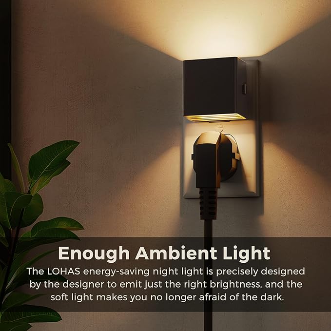 L LOHAS LED Night Light,[2-Pack] Night Lights Plug into Wall with Dusk to Dawn Sensor,Brightness Adjustable,3000K Soft White,Plug in Nightlight for Adults Bathroom Hallway Kitchen