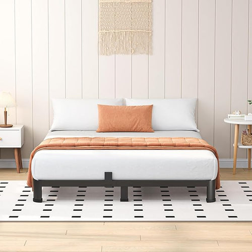 4 Inch Queen Heavy Duty 3500 lbs Bed Frame with Round-Corner Legs & Anti-Squeak Design – Quick Assembly Metal Platform, No Box Spring Needed