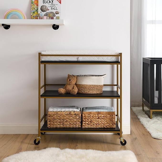 Delta Children Jade Changing Table/Cart, Ebony Melamine/Bronze