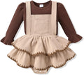 YOUNGER TREE Newborn Baby Girl Fall Winter Outfits Long Sleeve Romper Corduroy Overall Dress Infant Skirt Clothes Sets