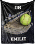 Personalized Baseball Blanket for Baby Kids - Custom Name and Number - Soft Warm and Fluffy Flannel Fabric Gift for Sports Lovers 60x80inch