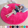 Hot Pink Round Circle Rug 6Ft for Girls Bedroom, Big Fluffy Area Rugs for Kids Room Decor Aesthetic, Shag Plush Fuzzy Furry Carpet for Living Room Nursery Dorm Classroom, Cute Teen Baby Preppy Rug