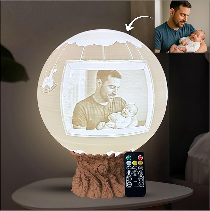 It’s a Boy Moon Lamp – Personalized Baby Boy Night Light with Custom Text & Photo | Newborn Gift, Nursery Decor, Baby Shower, Gift for for New Moms & Dads, Custom Birth Announcement Moon Light
