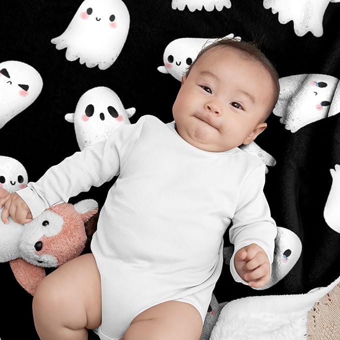 Halloween Blanket for Girls Boys - Cute Ghost Throw Gifts - Halloween Decor Blanket for Couch,Sofa,Bed,Living Rooms - 30"x40"-Toddlers/Crib Size