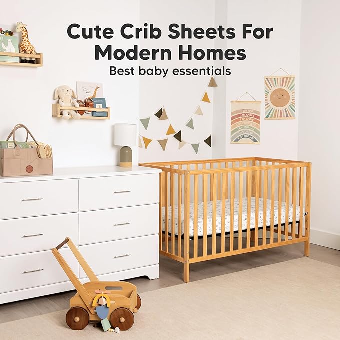 KeaBabies 2-Pack Organic Crib Sheets for Boys, Girls - 52x28 Fitted Crib Mattress Sheet Neutral, Breathable Jersey Cotton Cover for Baby Bed, Toddler Mattress, Soft & Cute Prints (DinoDood)