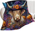 Tijuboni Highland Cow Pumpkin Throw Blanket for Girls Boys Women Men Kids Adults Soft Flannel Fleece Blanket for Couch Sofa Bed Home Decor 50"x60"