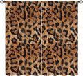 Leopard Print Window Curtains, Animal Fur Skin Brown Farmhouse Wild 3D Rustic Safari Theme Window Treatments for Kids Bedroom Living Room 42" W X 54" L