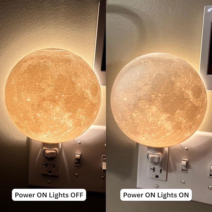 Moon Night Lights | Night Lamp LED Light | 3D Solar System NightLight, Planet Home Décor, Space Nursery, Kids Room, Space Gift, Birthday Gifts, Bedroom Decorations (Moon, 4 Inch)