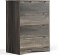 Gizoon 5 Drawers Chest, Dark Brown Dresser for Bedroom with Large Storage Capacity, Chest of Drawers with Embedded Handle, Sturdy Anti-Tripping Device for Hallway, Office, Living Room