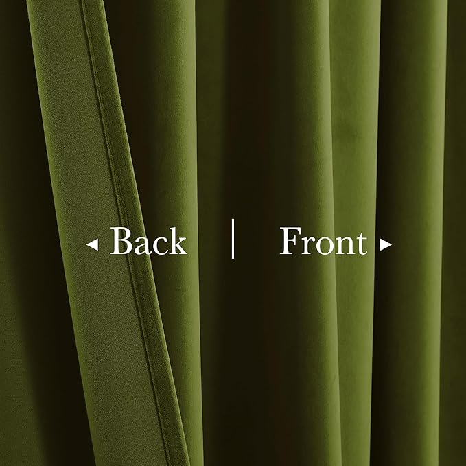 StangH Christmas Olive Green Curtains for Living Room 105 inches Long Soft Velvet Thermal Insulated Window Drapes for Bedroom Heavy Thick Privacy Panels, W52 x L105, 2 Panels