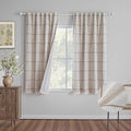MYSKY HOME 100% Blackout Brown Plaid Linen Curtains 72 Inches Length Double Layer Farmhouse Thermal Insulated Striped Print Drapes with Rod Pocket Back Tab for Bedroom Living Room, 2 Pcs, 52" Wide