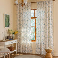 ENJOYBRIDAL Blue Floral Curtains 84 Inch Long Bedroom Cute Drapes Rod Pocket Boho Semi Sheer Rustic Window Curtain Panels Floor Length Living Room Farmhouse 2 Panels Vintage Window Treatments